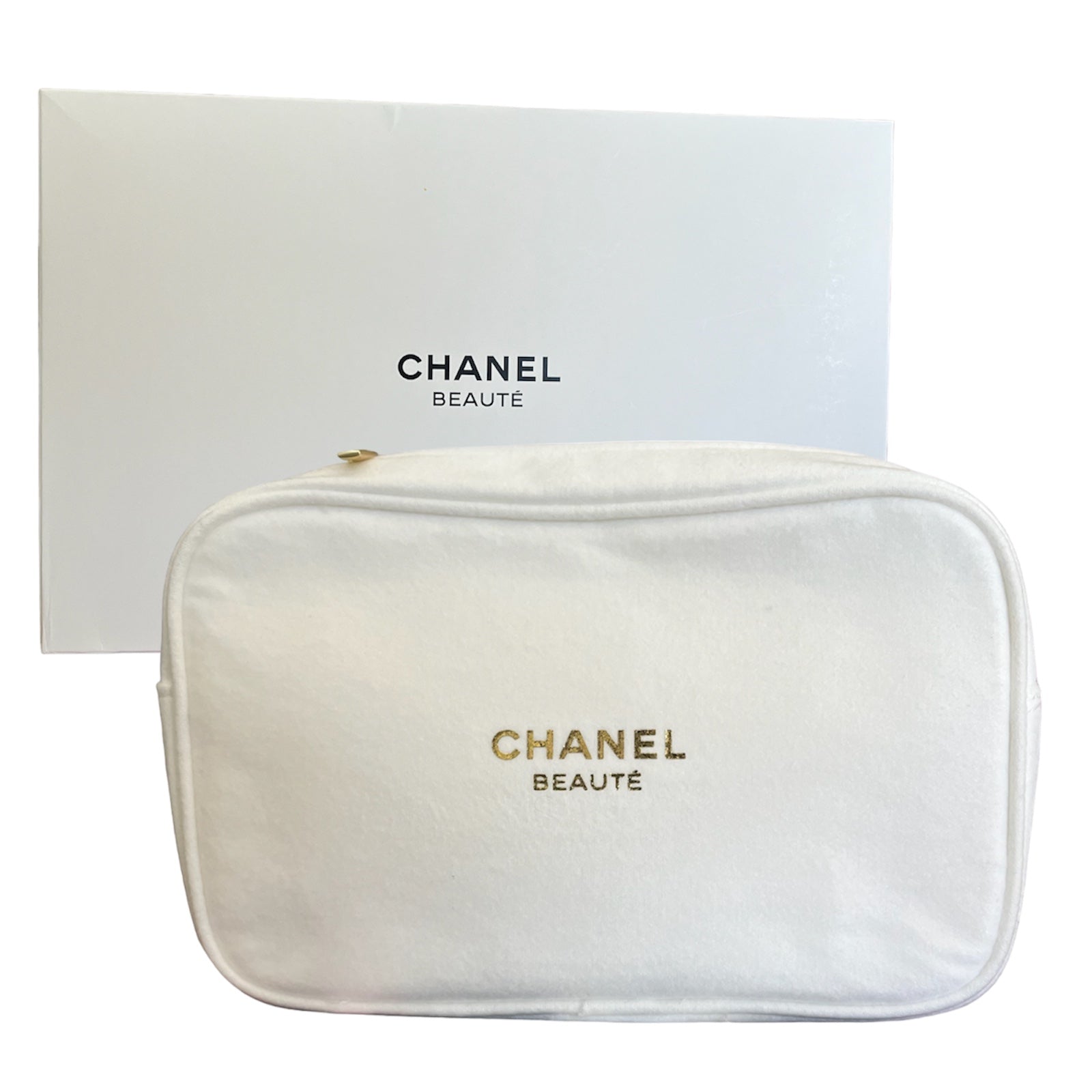 Chanel Beauty White Cosmetic Bag