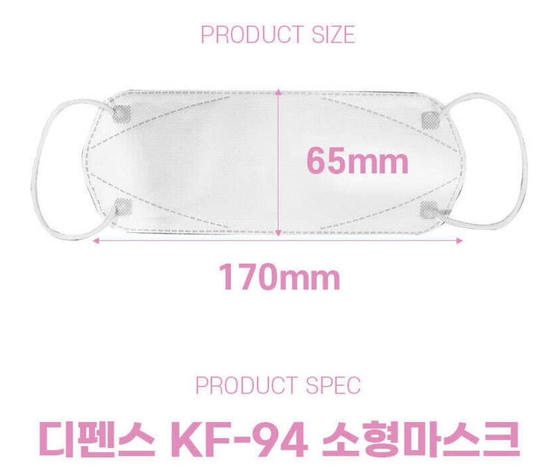 Defense KF94 Kids Children White Face Mask