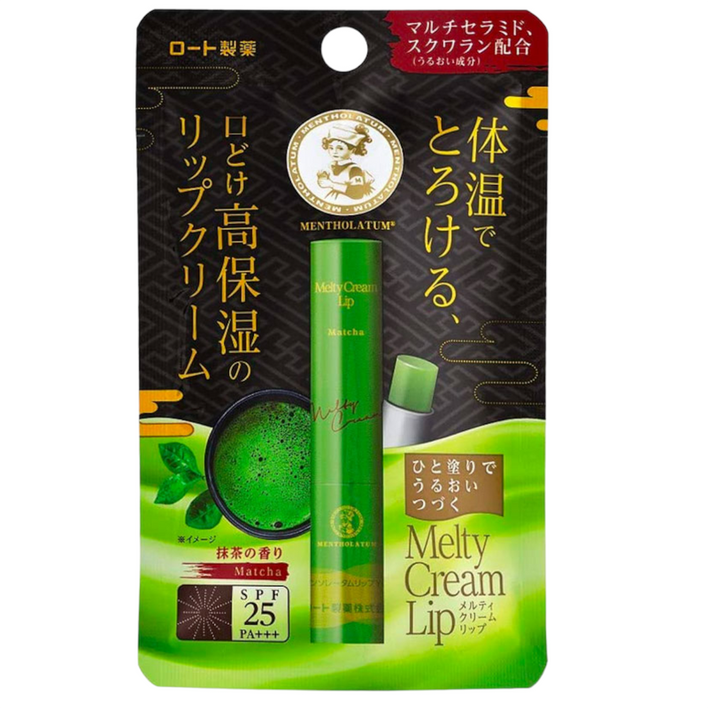 Rohto Mentholatum Melty Cream Lip Balm SPF 25 PA+++ Matcha Green Tea 2.4g